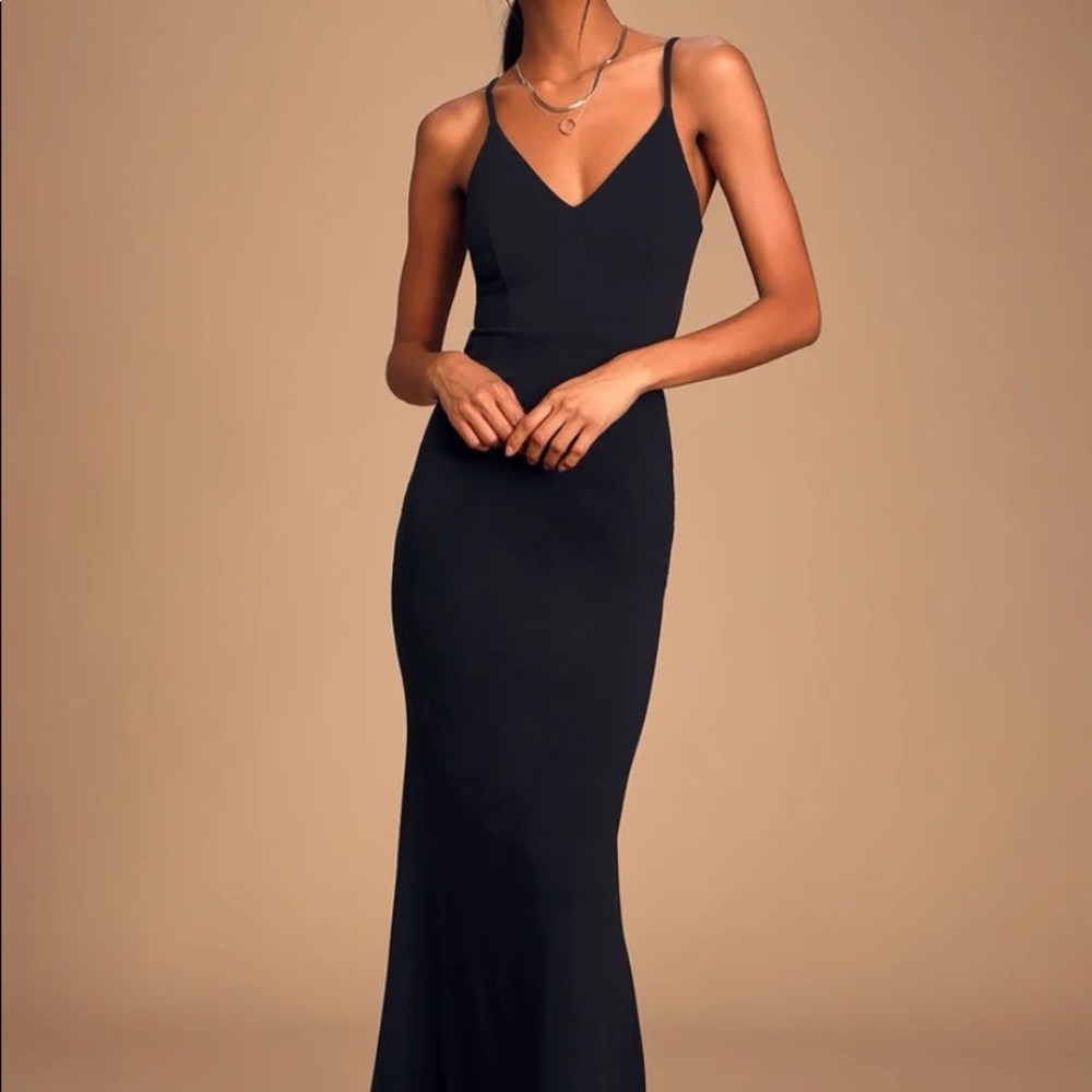 Moments Of Bliss Black Backless Mermaid Maxi Dress